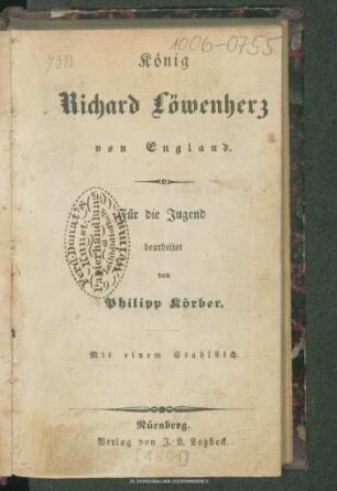 König Richard Löwenherz von England : für die Jugend