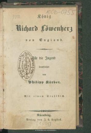König Richard Löwenherz von England : für die Jugend