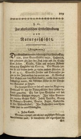 §. 11. Zur physicalischen Erdbeschreibung und Naturgeschichte.