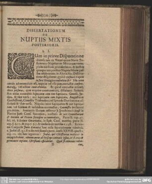Dissertationum De Nuptiis Mixtis Posterioris