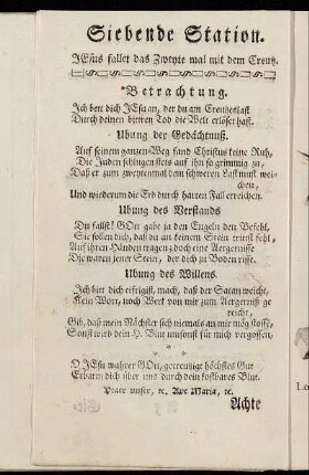 Siebende Station. Jesus fallet das Zweyte mal mit dem Creutz.
