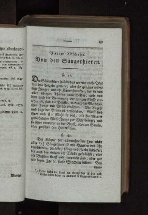 Vierter Abschnitt. Von den Säugethieren.