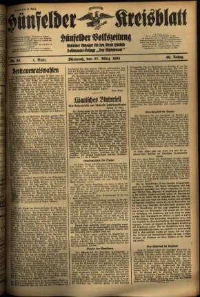 Erste Ausgabe vom Mittwoch, den 27. März 1935.