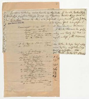 Brieffragment von Louis Agassiz, nebst Subskriptionsliste zu dem Werk "Recherches sur les poissons fossiles" von Louis Agassiz