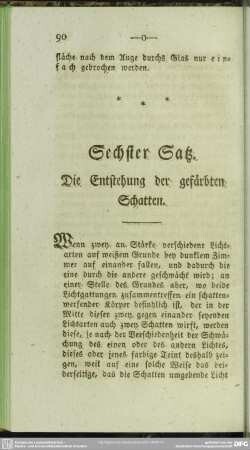 Sechster Satz. Die Entstehung der gefärbten Schatten