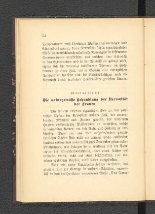 Siebentes Kapitel. Die naturgemäße Behandlung der Nervosität der Frauen.