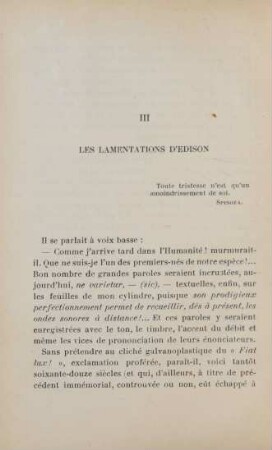 III. Les lamentations d'Edison