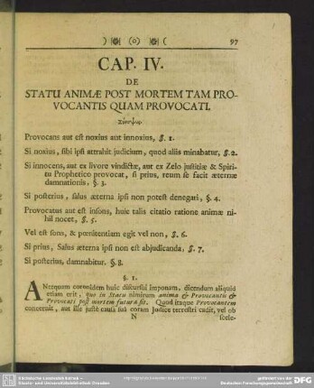 Cap. IV. De Statu Animae Post Mortem Tam Provocantis Quam Provocati