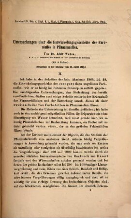 Untersuchungen über die Entwickelungsgeschichte des Farbstoffes in Pflanzenzellen : vorgelegt in der Sitzung vom 19. April 1866