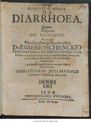 Dissertatio Medica De Diarrhoea