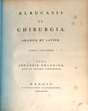 Albucasis De Chirurgia : Arabice Et Latine, 2