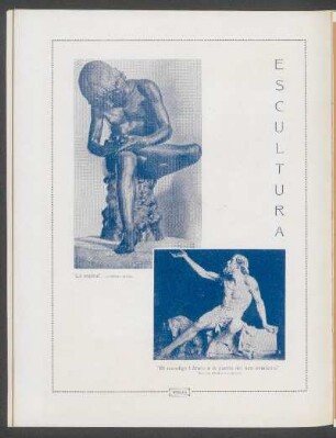 Escultura - [Ilustración] : "La espina", escultura griega [y] "El mendígo Lázaro a la puerta del rico avariento", Esc. de Alcoberro y Amorós