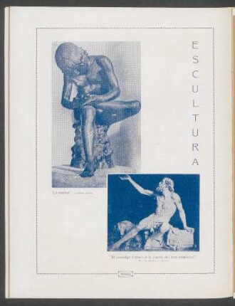 Escultura - [Ilustración] : "La espina", escultura griega [y] "El mendígo Lázaro a la puerta del rico avariento", Esc. de Alcoberro y Amorós