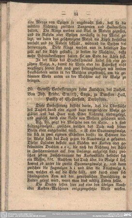 20. Gewisse Verbesserungen beim Zurichten des Tuches