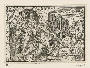Christus trägt das Kreuz, aus: Adam Reißner, "Jerusalem", Frankfurt am Main 1563, Teil I fol. CIIIIr