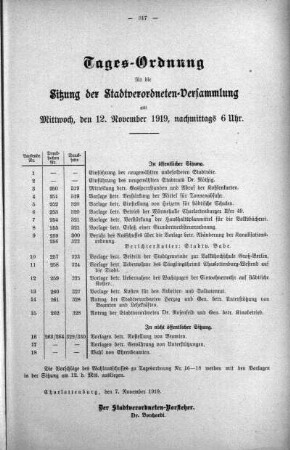 Tages-Ordnung No. 18. (250-266), 12. November 1919