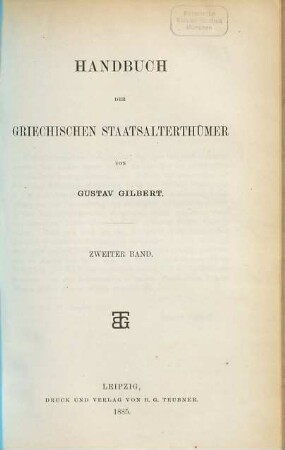 Handbuch der griechischen Staatsalterthümer. 2