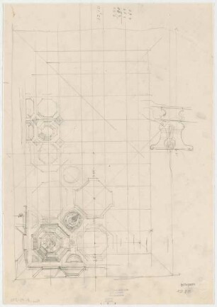 Thiersch, Friedrich von; München; Justizpalast - Deckenabwicklung; Ornament - Entwurf (Detail)