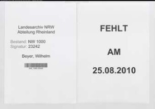 Entnazifizierung Wilhelm Beyer, geb. (Postinspektor)