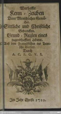 Warhaffte Kenn-Zeichen Derer Menschlichen Gemüther