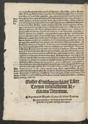Musice Ornitoparchiane Liber Tertius ecclesiasticum declarans Accentum.