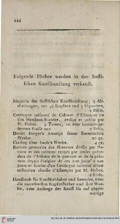 Folgende Bücher werden in der Rostischen Kunsthandlung verkauft
