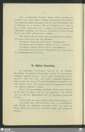III. Bücher-Sammlung