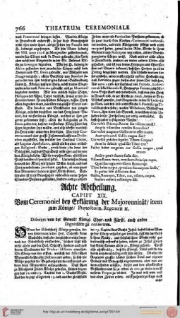 8. Abt./CAP. XIX. Vom Ceremoniel bey Erklärung der Majorennität...