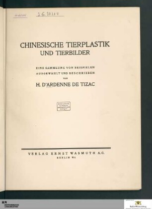 Chinesische Tierplastik Und Tierbilder : Eine Sammlung Von Beispielen