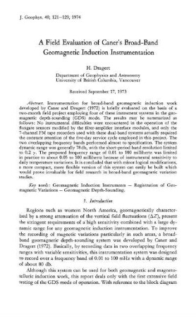 A field evaluation of Caner's broad-band geomagnetic induction instrumentation