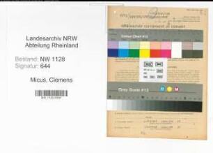 Entnazifizierung Clemens Micus , geb. 10.04.1913 (Feuerwehrmann)