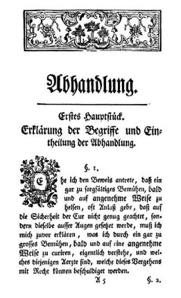 Erstes Hauptstück. Erklärung der Begriffe und Eintheilung der Abhandlung
