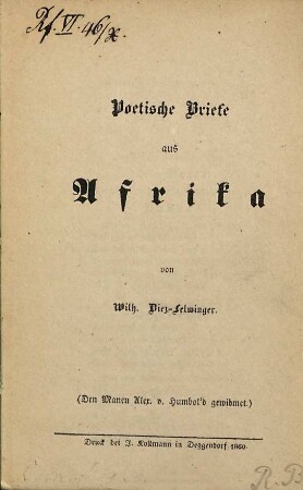 Poetische Briefe aus Afrika