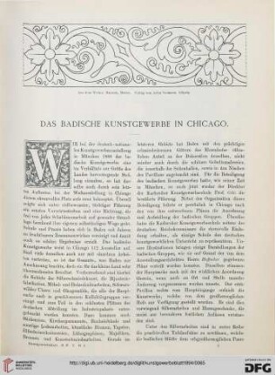 Das badische Kunstgewerbe in Chicago