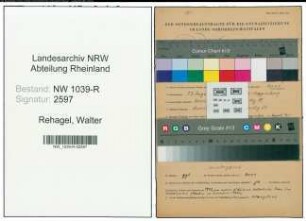 Entnazifizierung Walter Rehagel , geb. 13.08.1914 (Schlosser)