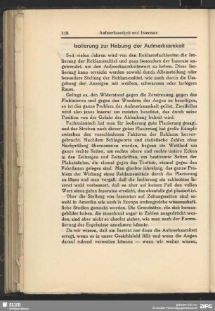 Isolierung zur Hebung der Aufmerksamkeit