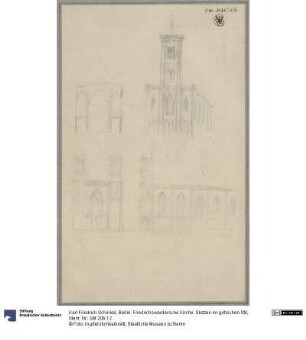 Berlin. Friedrichswerdersche Kirche. Skizzen im gotischen Stil