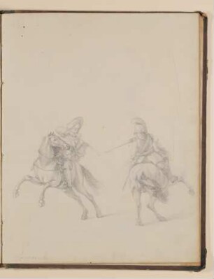 Zwei sich attackierende Soldaten zu Pferde, Kopie nach Philips Wouwerman [aus einem Skizzenbuch von unbekannter Hand, evtl. des Louis Thomassin]