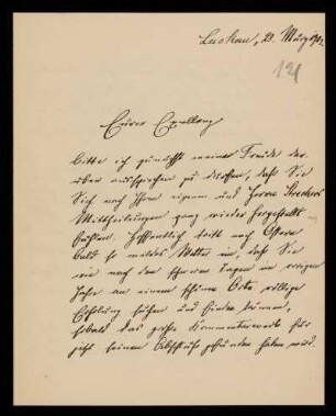 121: Brief von Friedrich Ritgen an Gottlieb Planck, Luckau (Landkreis Dahme-Spreewald), 23.3.1902