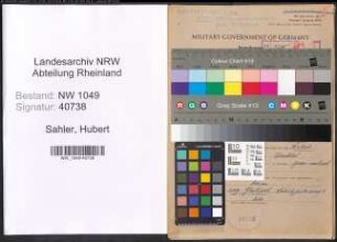 Entnazifizierung Hubert Sahler , geb. 01.11.1901 (Werkmeister)
