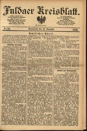 Erste Ausgabe vom Samstag, den 23. November 1895.