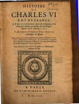 Histoire de Charles VI.