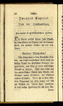 Zweytes Kapitel. Von der Taufhandlung.