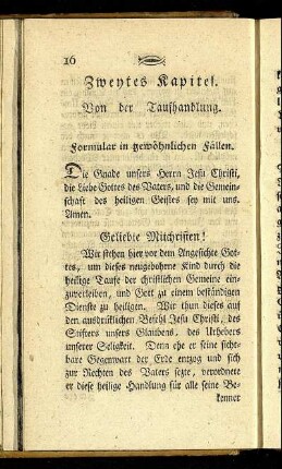 Zweytes Kapitel. Von der Taufhandlung.