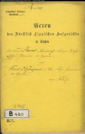 Beins Nr. 10 zu Hornoldendorf gegen Friedrich Jöstingsmeier in Horn