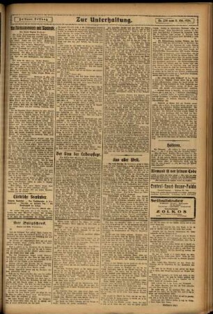Zweite Ausgabe vom Samstag, den 11. Oktober 1924.