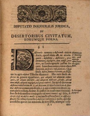 Disputatio Inauguralis Juridica De Desertoribus Civitatum, Eorumque Poena