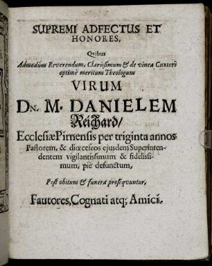 Supremi Adfectus Et Honores.