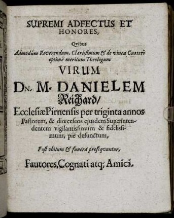 Supremi Adfectus Et Honores.