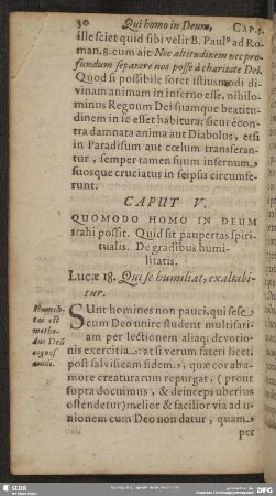 Caput V. Quomodo Homo In Deum trahi possit. Quid sit paupertas spiritualis. De gradibus humilitatis